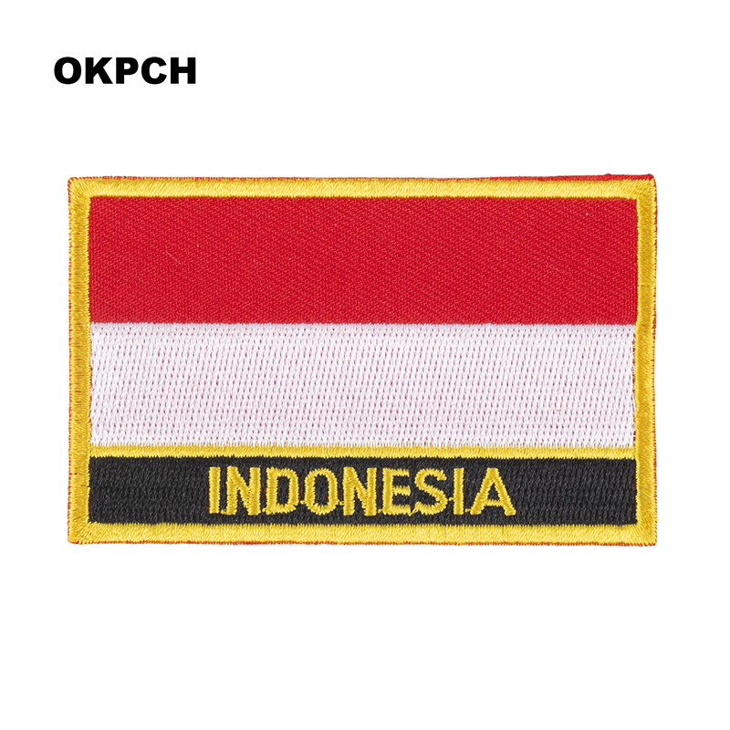 Embroidery In Indonesia - แพทช์เย็บปักถักร้อยธงอินโดนีเซียเหล็กบนเลื่อยบนแพทช์โอนการใช้งานการเย็บผ้าสําหรับเสื้อผ้าในบ้านและสวน