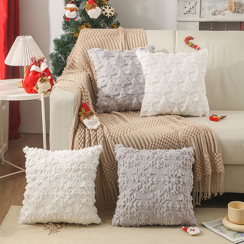 Embroidery Xmas Tree - 45x45 ซม.คริสต์มาสเกล็ดหิมะเย็บปักถักร้อยเบาะรองนั่งหรูหราปัก Xmas Tree หมอน Holiday