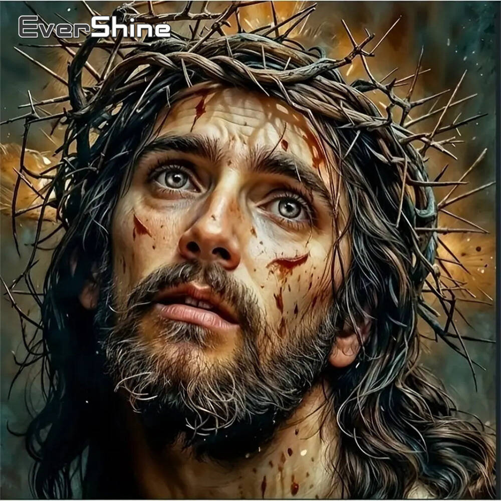 Embroidery Jesus - Evershine เพชรภาพวาดสุนัขสัตว์การ์ตูนเต็มรูปแบบรอบเพชรโมเสคห้องน้ํา DIY หัตถกรรมชุดตกแต่งบ้าน