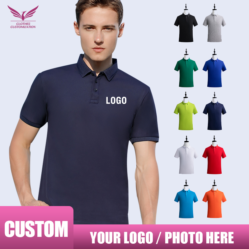 Embroidery Cotton Shirt - การปรับแต่งบุคลิกภาพเสื้อโปโลเสื้อเย็บปักถักร้อย T เสื้อผู้ชาย Breathable เสื้อโปโล Diy