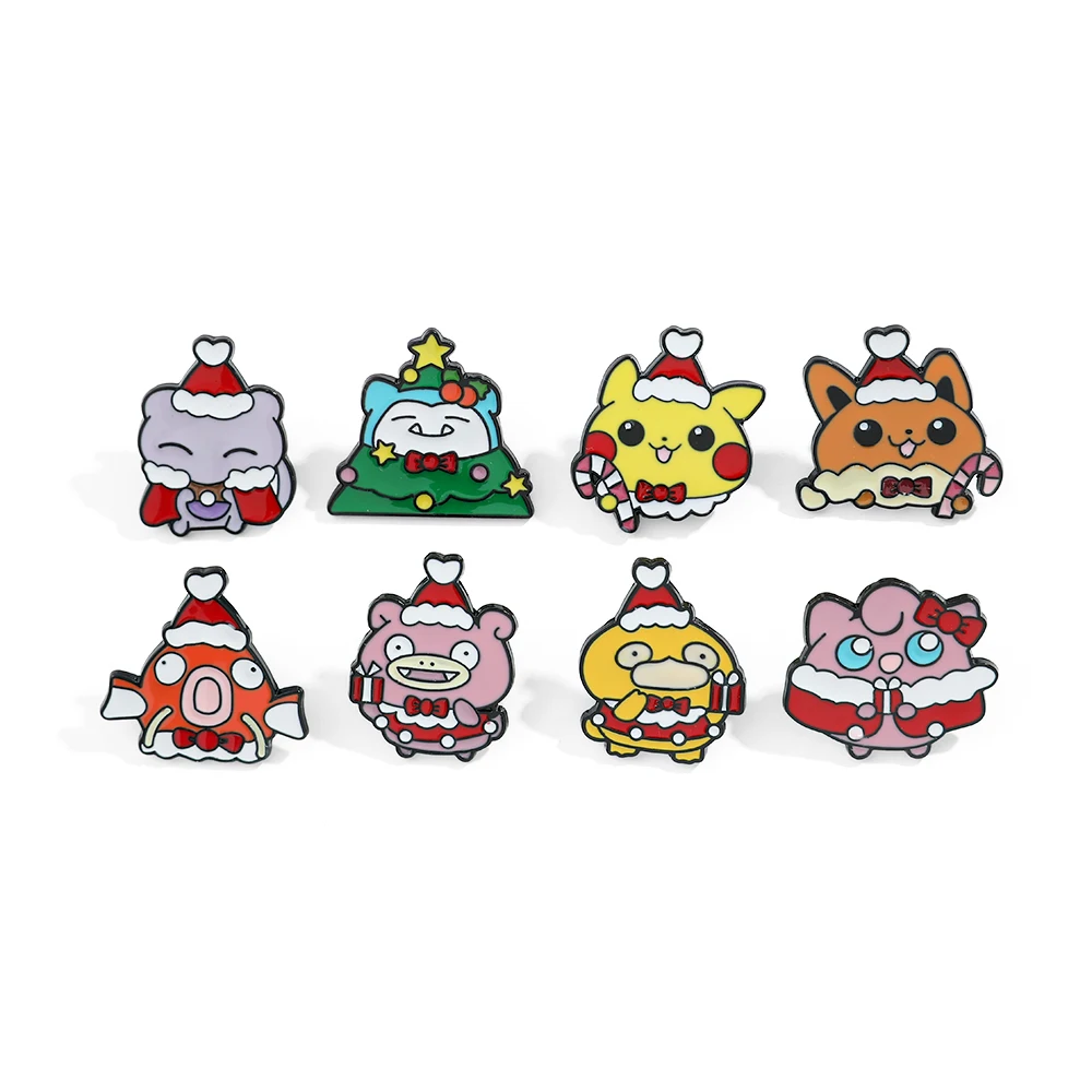 Embroidery Textile - เข็มกลัดคริสต์มาส Slowpoke 8 ชิ้น น่ารัก ลายพิคาชู