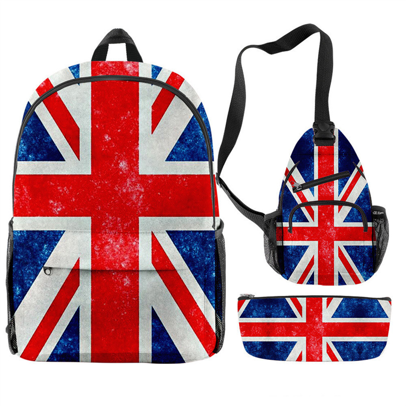 Embroidery Uk - Union Jack อังกฤษอังกฤษ UK Flag กระเป๋าเป้สะพายหลัง