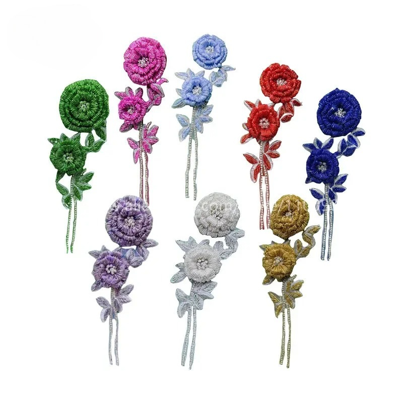 Embroidery Rose - ดอกไม้ประดับหน้าอกรูปดอกกุหลาบหลากสี ทำด้วยมือจากลูกปัด แผ่นปะติดประดับเพชรระยิบระยับ ชุดแต่งงานปักลาย 3 มิติ
