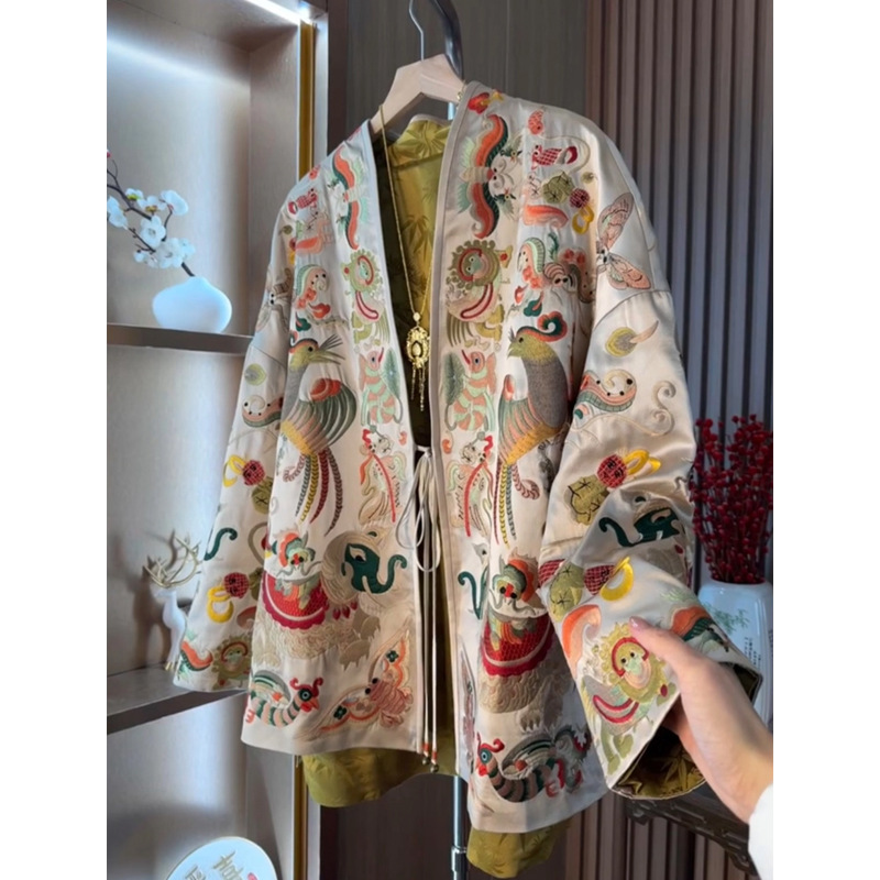 Embroidery Knit - ใหม่สไตล์จีนเสื้อคลุมคาร์ดิแกนกิโมโนเสื้อผ้าผู้หญิงหรูหราประณีตเย็บปักถักร้อยฮันฟูเสื้อโค้ทสไตล์เอเชียเสื้อผ้าจีน