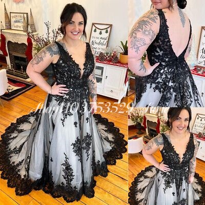 Embroidery White Dress - Gothic V คอชุดแต่งงานสีดําสีขาวปักเม็กซิกันเจ้าสาวสาย Couture ยาวอย่างเป็นทางการ vestidos
