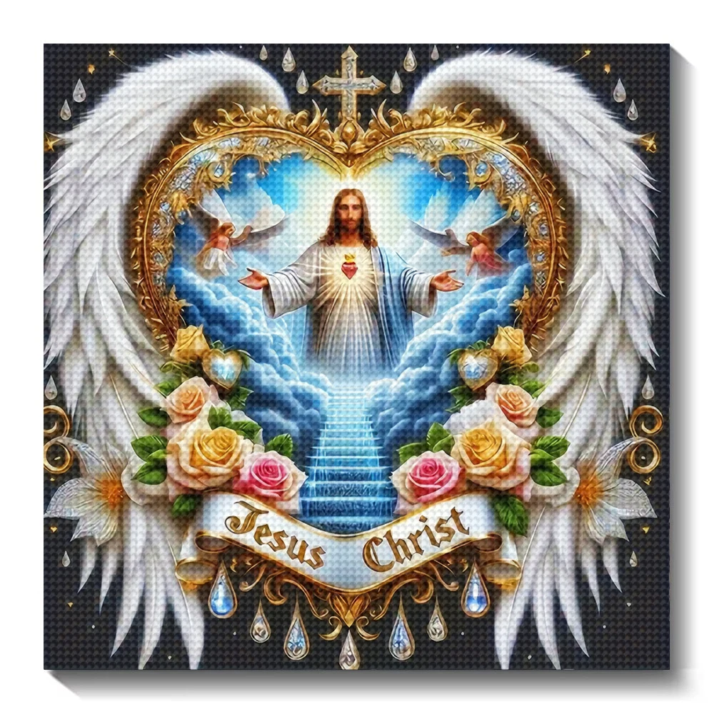 Embroidery Jesus - 5D DIY เพชรภาพวาดพระเยซูเพชรโมเสคเย็บปักถักร้อยศาสนาตกแต่งบ้านโมเดิร์น Handmade ของขวัญ