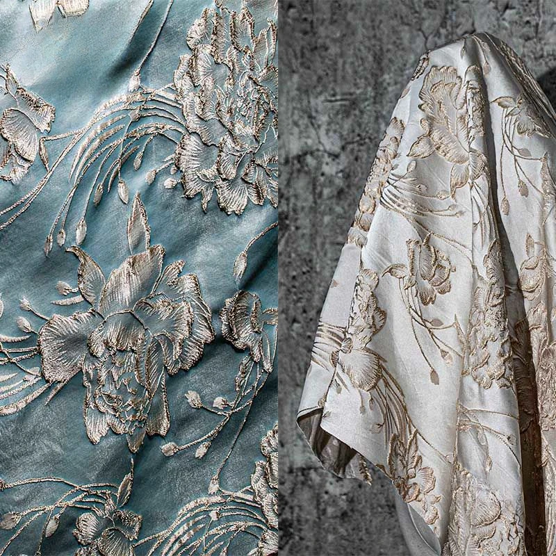 Embroidery Design 3D - Golden Rose Jacquard บรรเทา 3D เย็บปักถักร้อยใหม่จีน