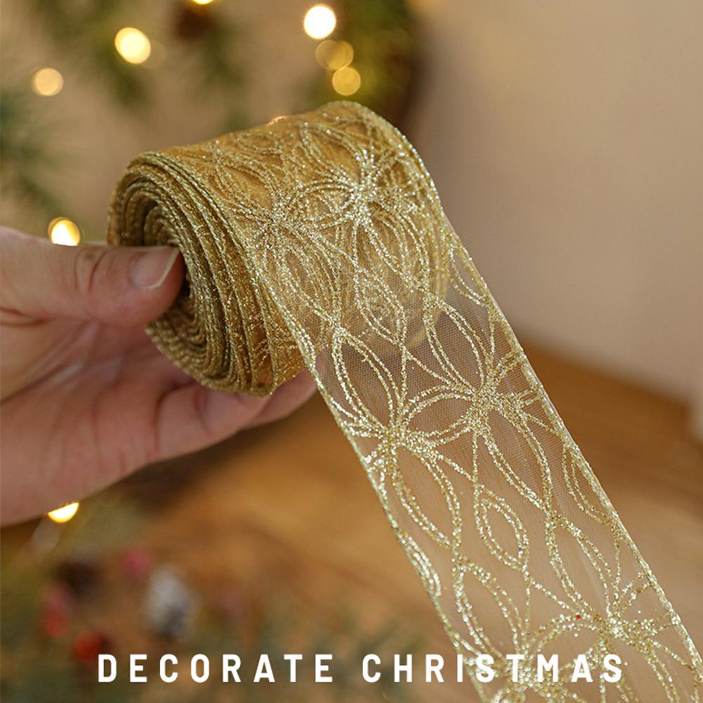 ริบบิ้นผ้าออร์แกนซ่าขอบลวดสีทอ - Embroidery Xmas Tree บทวิจารณ์และราคา