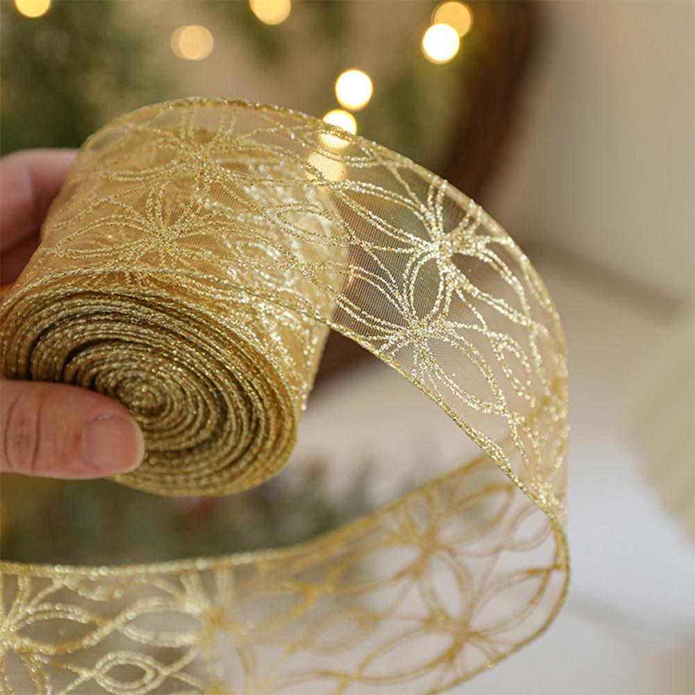 ริบบิ้นผ้าออร์แกนซ่าขอบลวดสีทอ - Embroidery Xmas Tree บทวิจารณ์และราคา