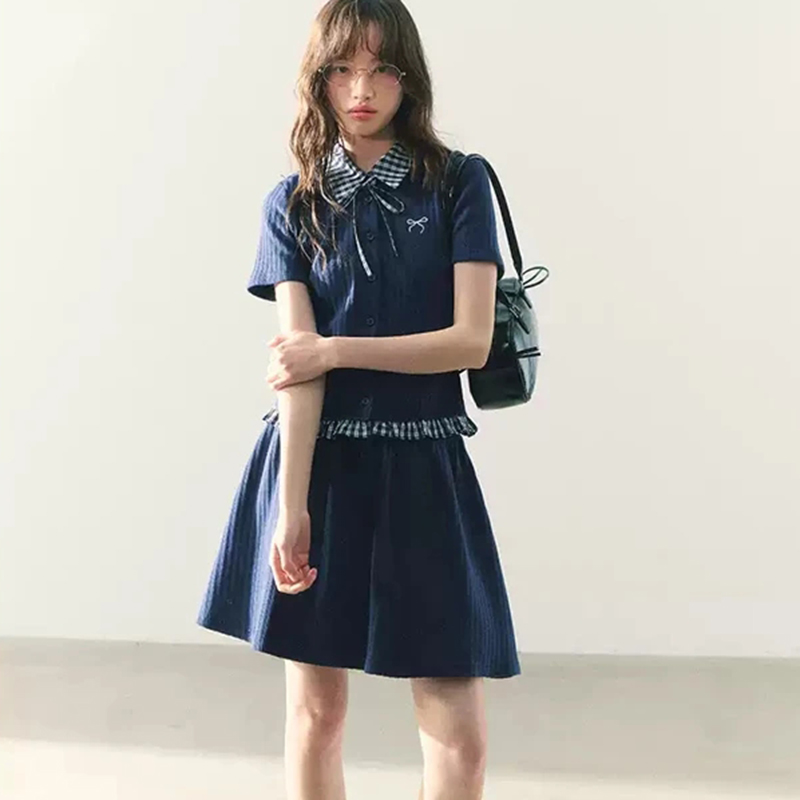 ฤดูร้อนถัก Preppy สไตล์ 2 ชิ้น - Embroidery Cotton Shirt บทวิจารณ์และราคา