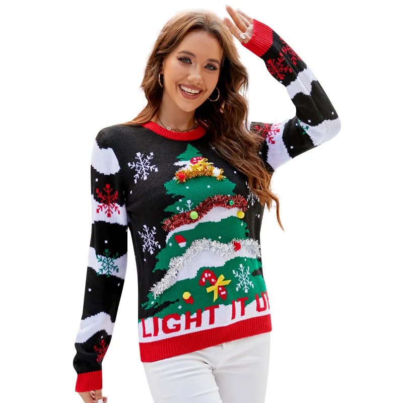 เสื้อสเวตเตอร์คริสต์มาสสำหรับผ - Embroidery Xmas Tree บทวิจารณ์และราคา