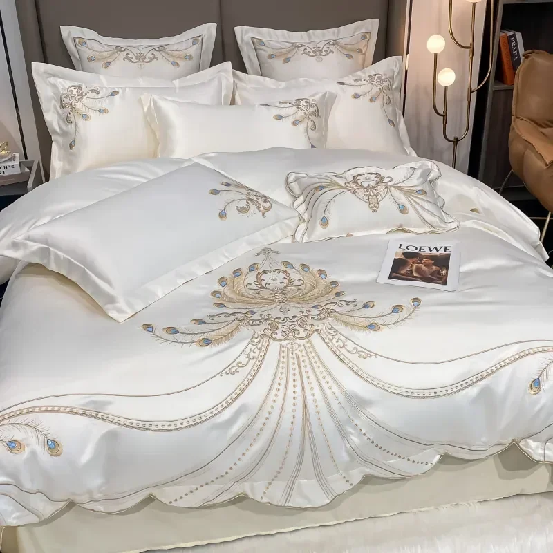 ชุดเครื่องนอนผ้าคอตตอนอียิปต์ป - Embroidery Quilt Cover บทวิจารณ์และราคา