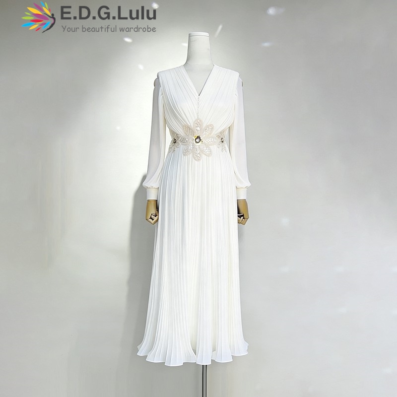 EDGLuLu Design ชุดเดรสยาวปักลา - Embroidery Design 3D บทวิจารณ์และราคา
