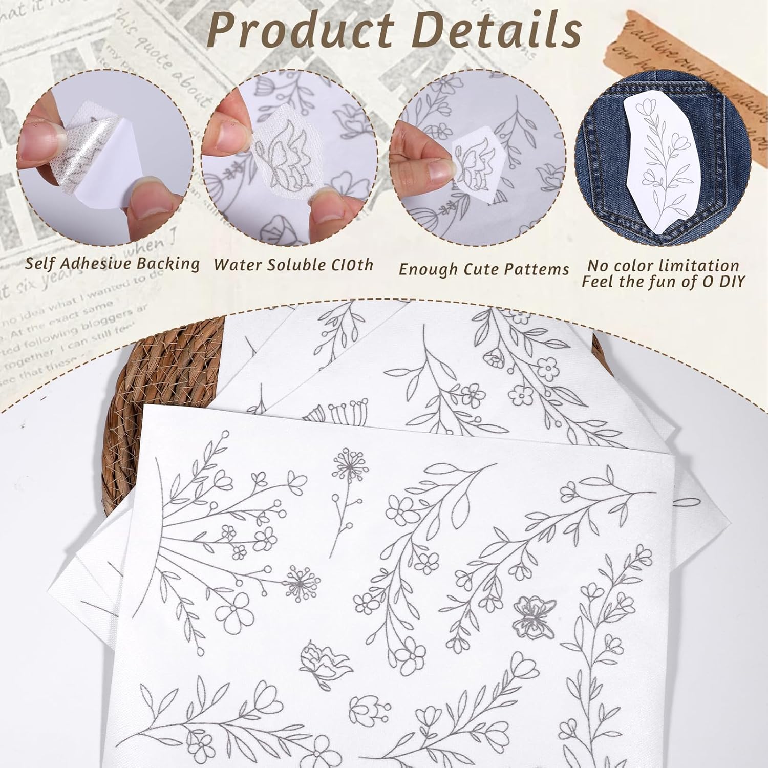 กระดาษปักลายละลายน้ำได้ Stick  - Embroidery Meaning บทวิจารณ์และราคา