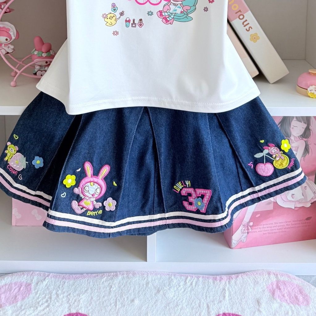 ญี่ปุ่นหวานชุดกระโปรงฤดูร้อนให - Embroidery Cotton Shirt บทวิจารณ์และราคา