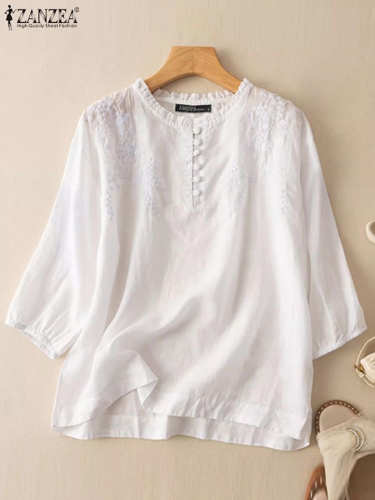 Zanzea เสื้อวินเทจสำหรับฤดูร้อ - Embroidery Job บทวิจารณ์และราคา