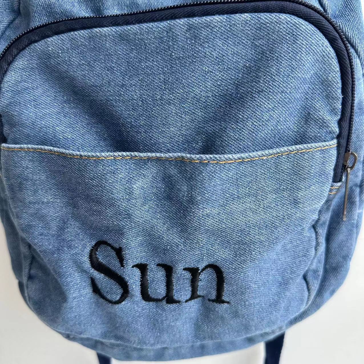 กระเป๋าเป้ผ้าเดนิมเด็กผู้หญิงก - Embroidery Name บทวิจารณ์และราคา