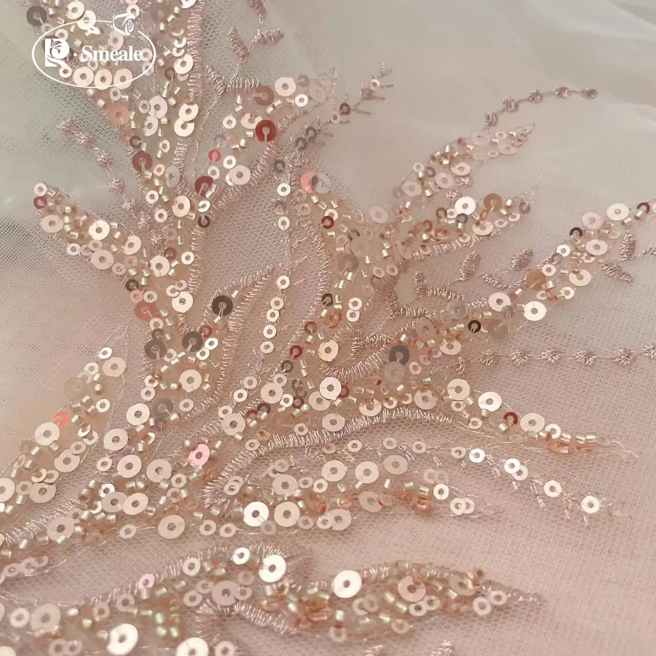 ลูกไม้ปักลายดอกไม้สีโรสโกลด์ปร - Embroidery Rose บทวิจารณ์และราคา