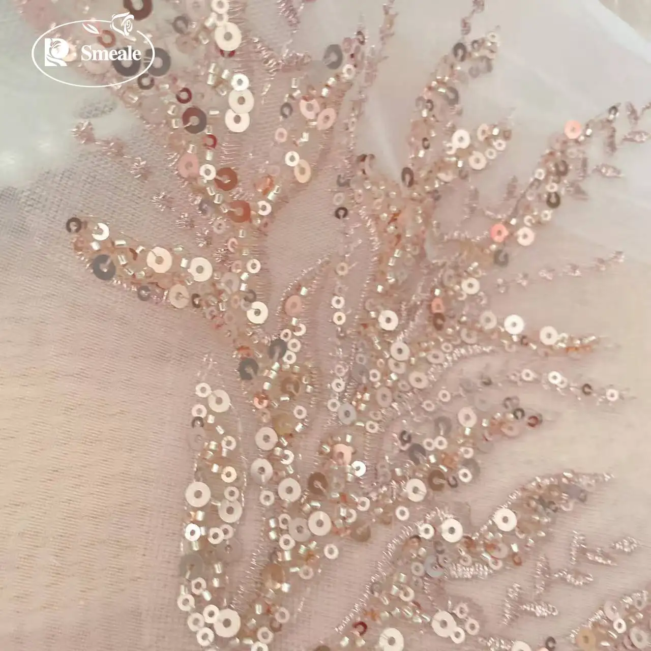 ลูกไม้ปักลายดอกไม้สีโรสโกลด์ปร - Embroidery Rose บทวิจารณ์และราคา
