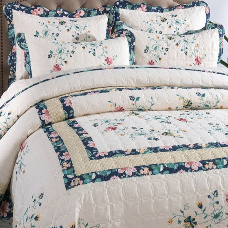 ชุดผ้านวมผ้าฝ้ายลายดอกไม้ชุดเค - Embroidery Quilt Cover บทวิจารณ์และราคา