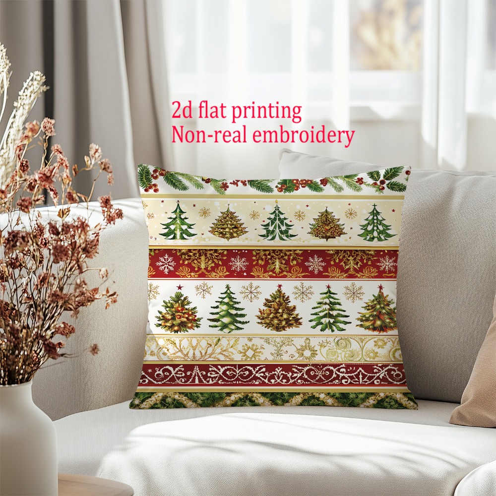 ปลอกหมอนอิงพิมพ์ลายคริสต์มาสแบ - Embroidery Xmas Tree บทวิจารณ์และราคา