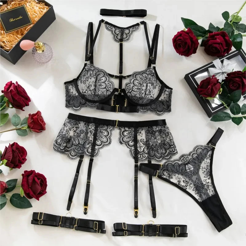 ชุดชั้นในเซ็กซี่ปักลาย 5 ชิ้นส - Embroidery Underwear บทวิจารณ์และราคา