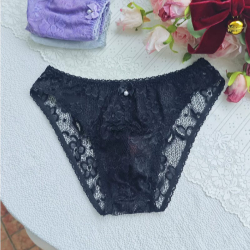 กางเกงในลูกไม้ผู้ชายแบบซีทรู เ - Embroidery Underwear บทวิจารณ์และราคา