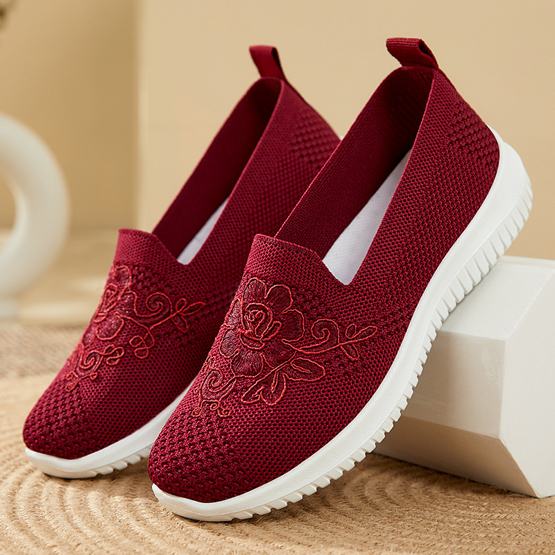 รองเท้าสลิปออนตาข่ายปักลายดอกไ - Embroidery Knit บทวิจารณ์และราคา