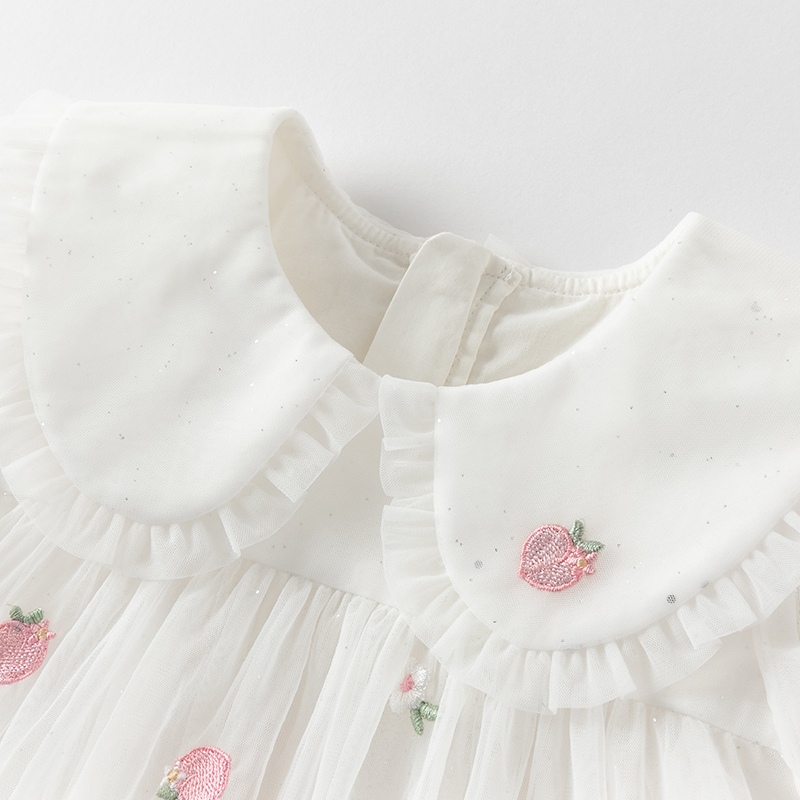 Dave Bella เด็กผู้หญิงตาข่ายชุ - Embroidery White Dress บทวิจารณ์และราคา