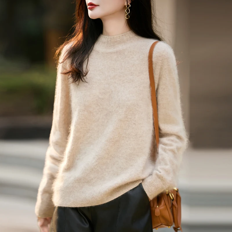 เสื้อสเวตเตอร์คอสูงขนฟูสำหรับผ - Embroidery Knit บทวิจารณ์และราคา