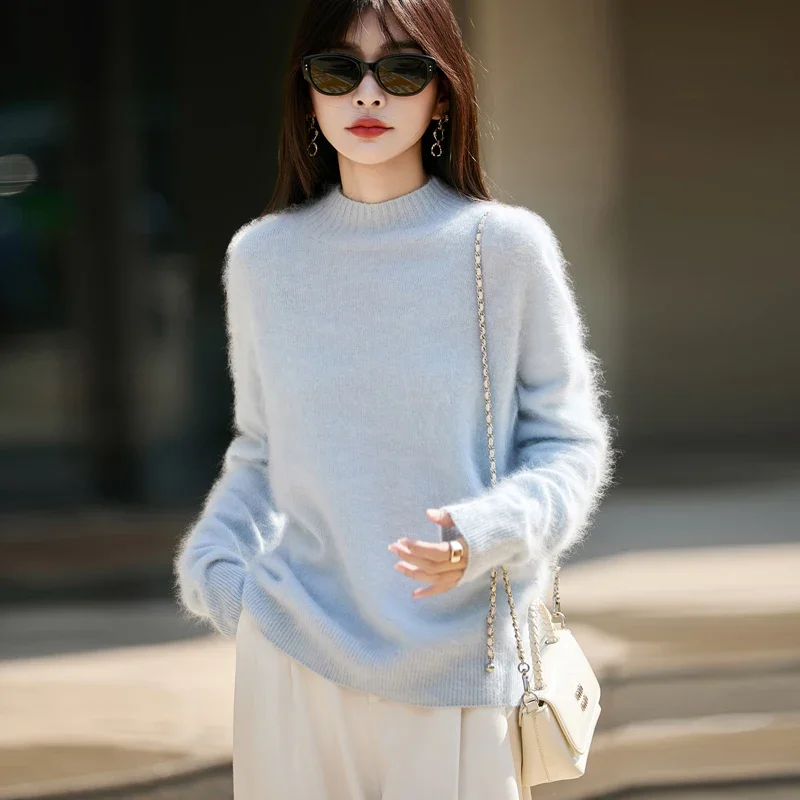 เสื้อสเวตเตอร์คอสูงขนฟูสำหรับผ - Embroidery Knit บทวิจารณ์และราคา