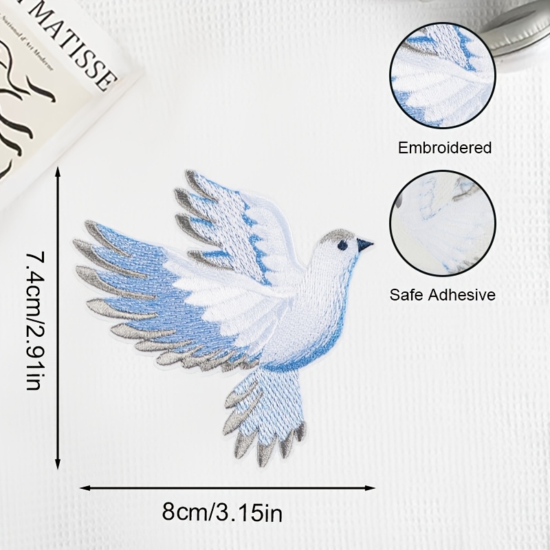 แพทช์ปักลายนกพิราบไล่เฉดสีฟ้า- - Embroidery Meaning บทวิจารณ์และราคา