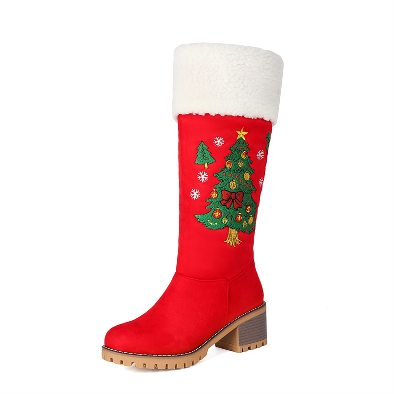 รองเท้าบูทผู้หญิง YQBTDL 2026  - Embroidery Xmas Tree บทวิจารณ์และราคา