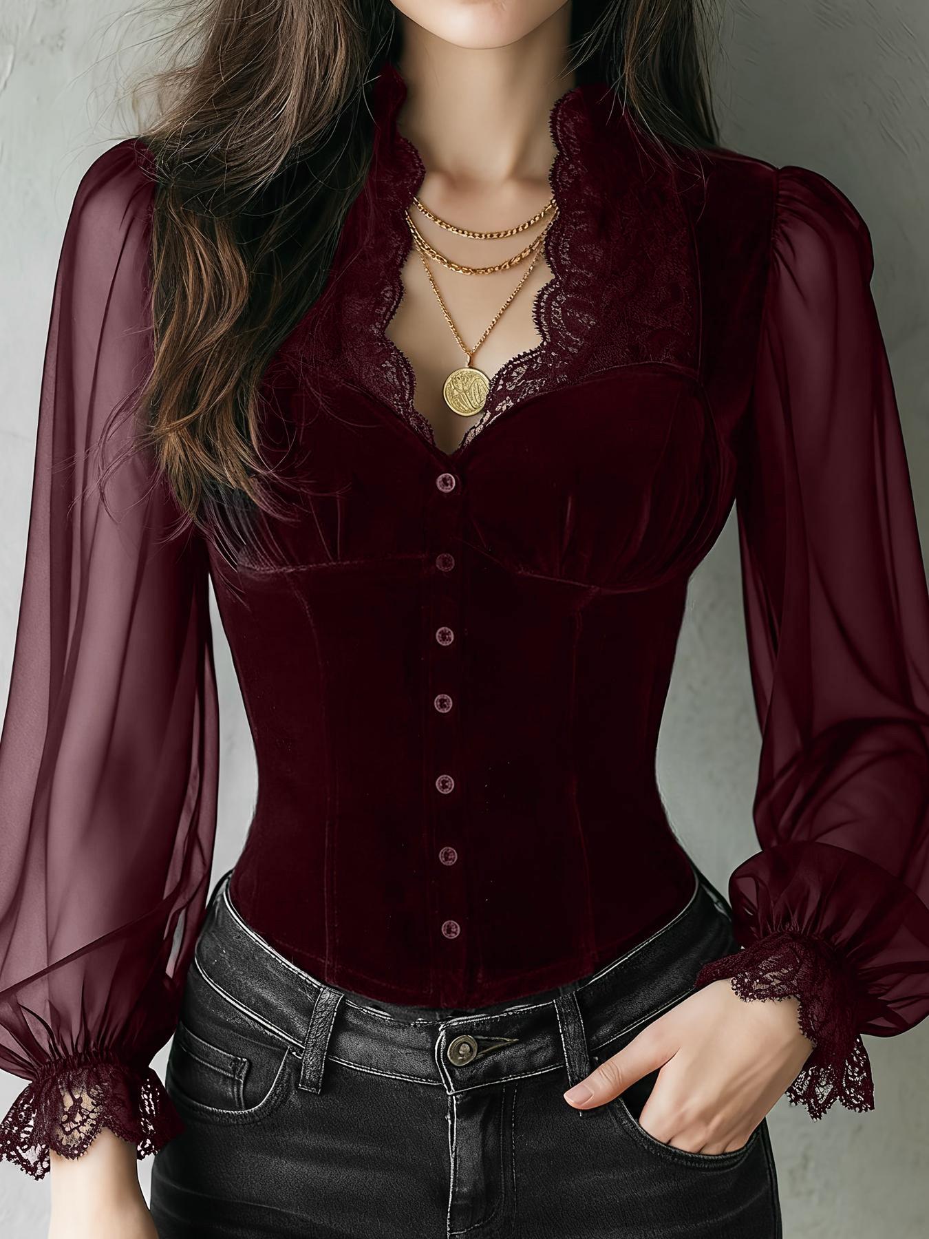 เสื้อเชิ้ตผู้หญิงสีพื้นแต่งขอบ - Embroidery Online บทวิจารณ์และราคา