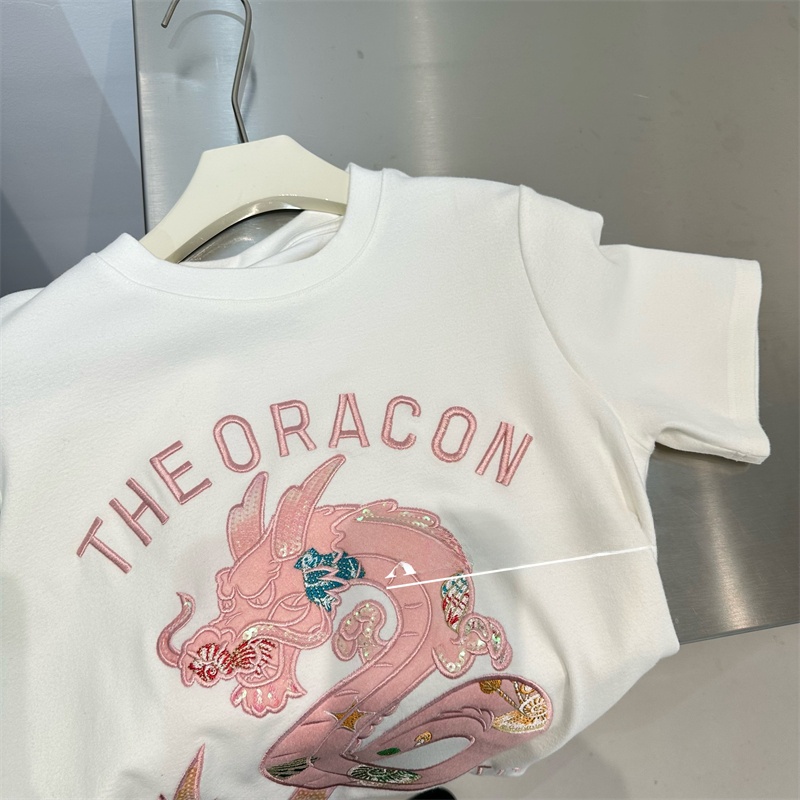 เสื้อยืดแขนสั้นปักลายมังกรสไตล - Embroidery Cotton Shirt บทวิจารณ์และราคา