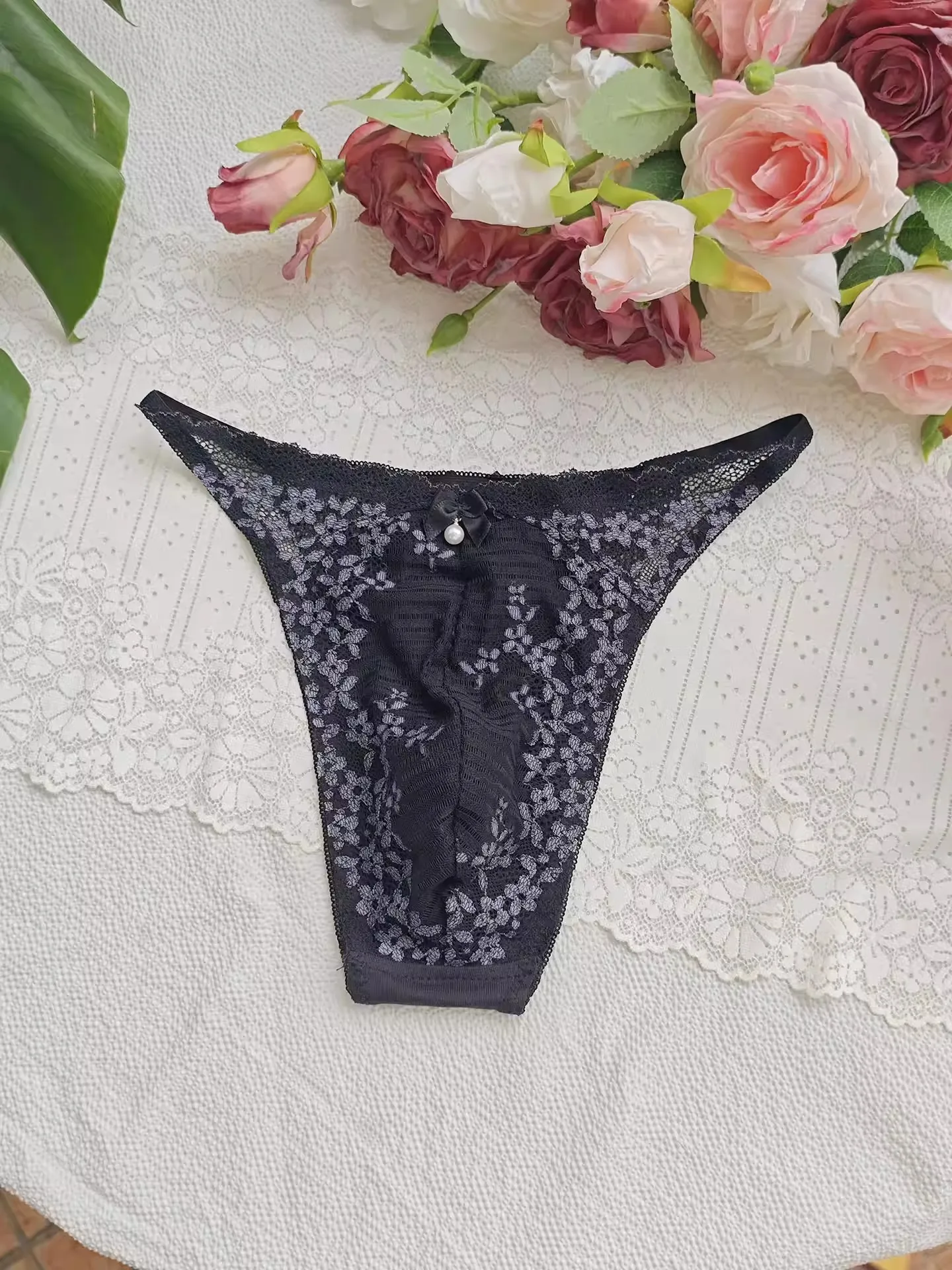 กางเกงในชายลูกไม้สีดำ ปักลายแฮ - Embroidery Underwear บทวิจารณ์และราคา