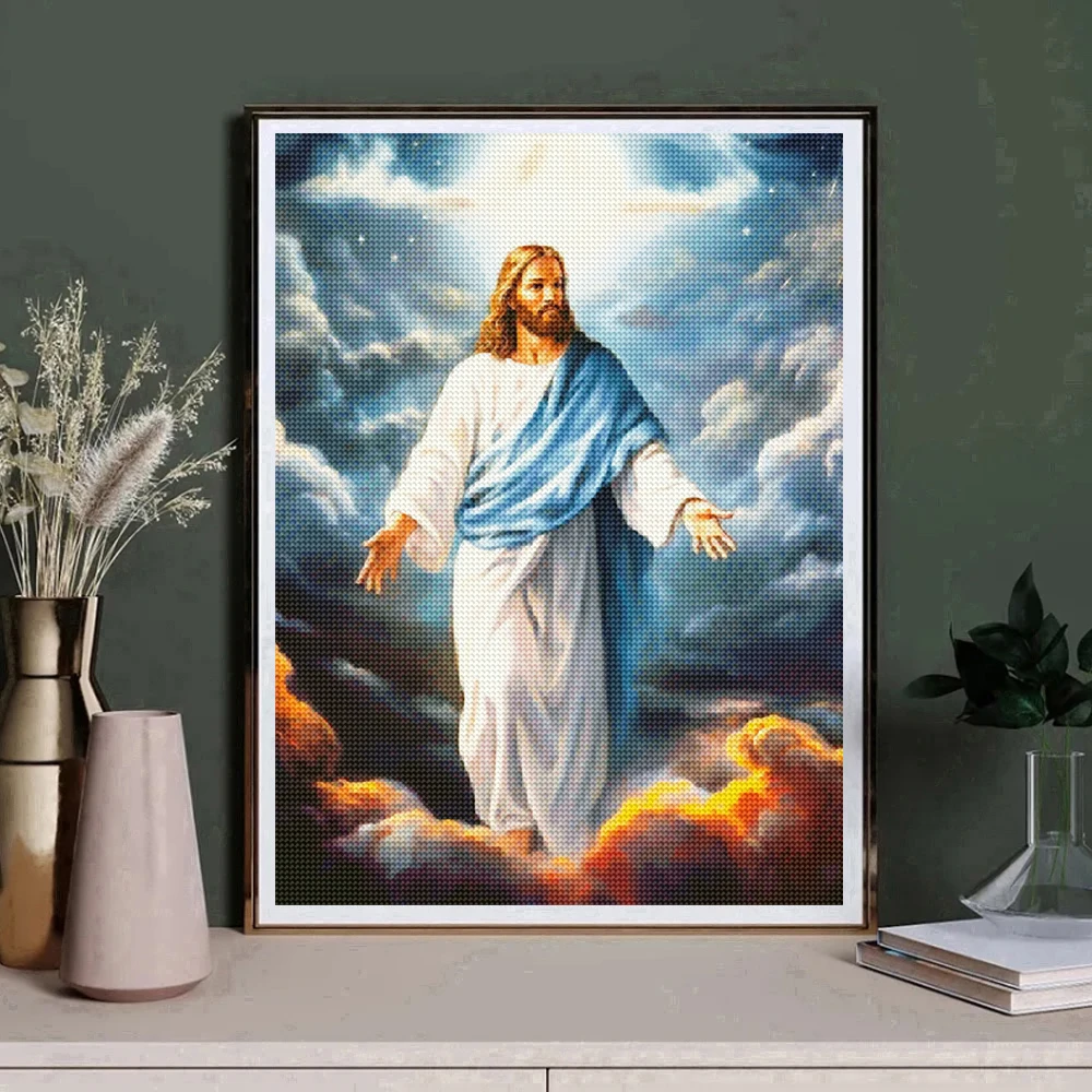 ภาพวาดเพชรแบบไร้กรอบ DIY ลายศา - Embroidery Jesus บทวิจารณ์และราคา