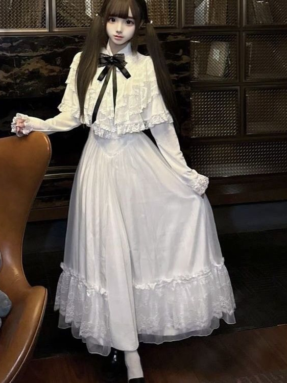 ชุดเดรสลูกไม้แขนสั้นสไตล์ญี่ปุ - Embroidery White Dress บทวิจารณ์และราคา