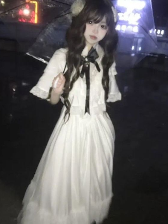 ชุดเดรสลูกไม้แขนสั้นสไตล์ญี่ปุ - Embroidery White Dress บทวิจารณ์และราคา