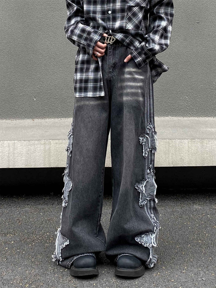 กางเกงยีนส์ทรงหลวมปักลายดาวสไต - Embroidery On Jeans บทวิจารณ์และราคา