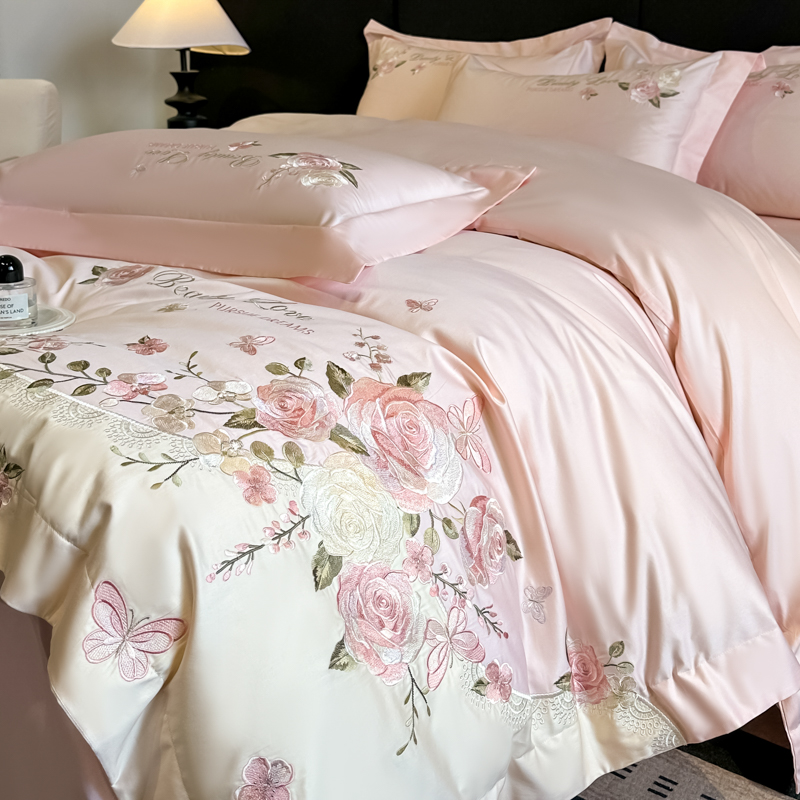 ชุดเครื่องนอนผ้าฝ้าย 100% ลายด - Embroidery Quilt Cover บทวิจารณ์และราคา