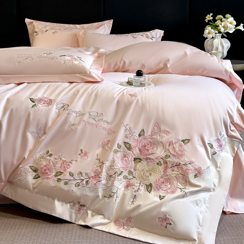 ชุดเครื่องนอนผ้าฝ้าย 100% ลายด - Embroidery Quilt Cover บทวิจารณ์และราคา