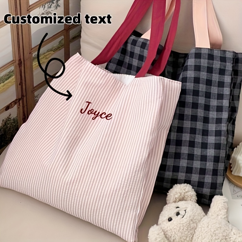 กระเป๋าผ้าแคนวาสลายสก๊อตปักชื่ - Embroidery Name บทวิจารณ์และราคา