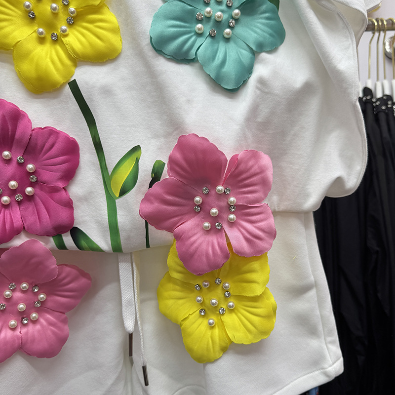 ฤดูร้อนสีสัน 3D ดอกไม้เสื้อยืด - Embroidery Cotton Shirt บทวิจารณ์และราคา
