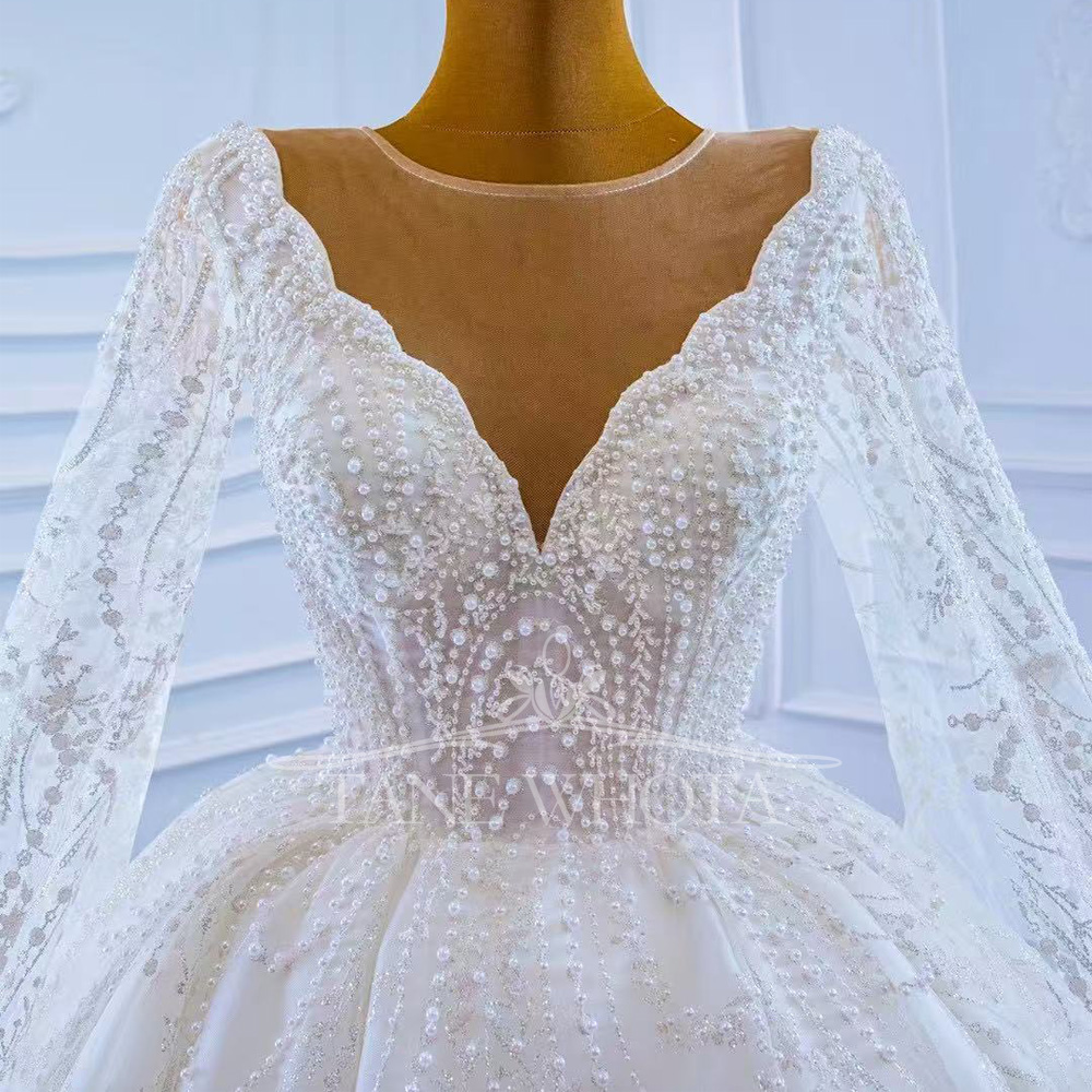 Vestido Casamento 2025 O-คอยาว - Embroidery White Dress บทวิจารณ์และราคา