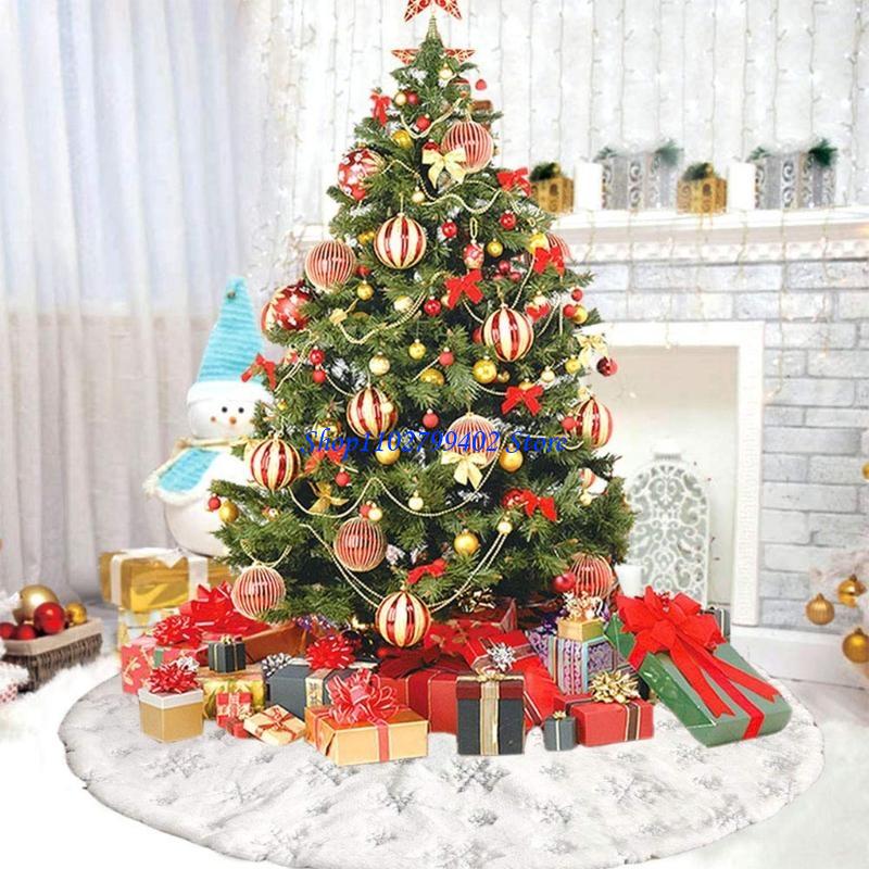 547f สีขาวหรูหรากระโปรงต้นคริส - Embroidery Xmas Tree บทวิจารณ์และราคา