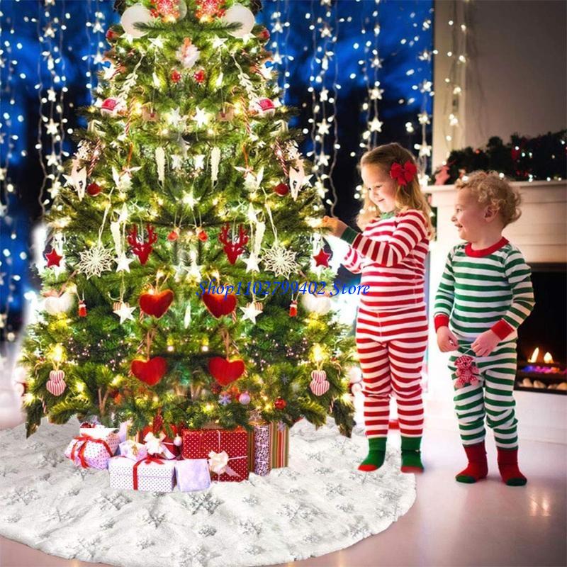 547f สีขาวหรูหรากระโปรงต้นคริส - Embroidery Xmas Tree บทวิจารณ์และราคา
