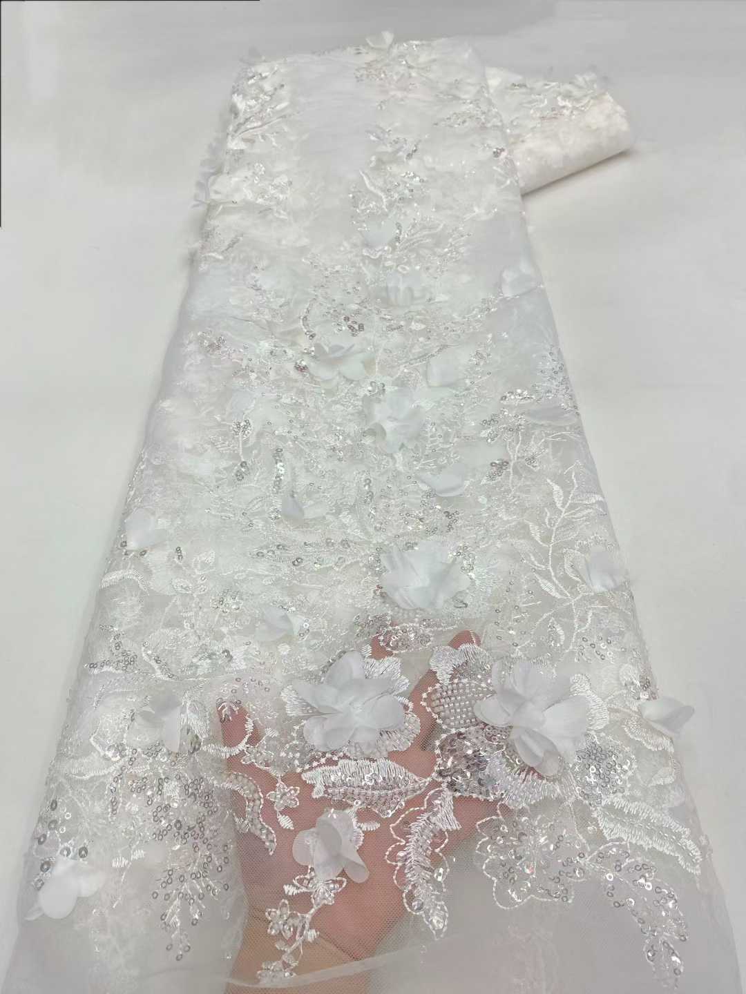 ผ้าลูกไม้ทูลล์ลายใหม่สไตล์แอฟร - Embroidery Design 3D บทวิจารณ์และราคา