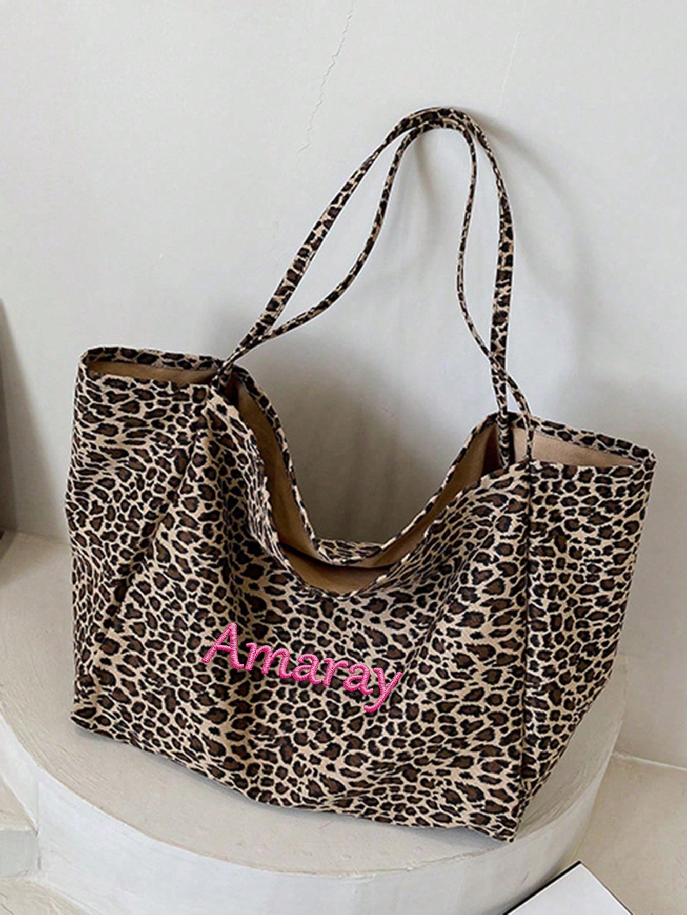 กระเป๋าโท้ทลายเสือดาวแบบกำหนดเ - Embroidery Name บทวิจารณ์และราคา
