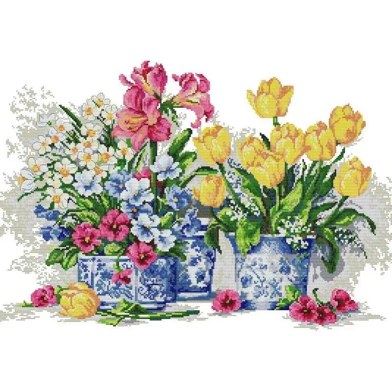 กระถางดอกไม้ NKF ปักครอสติส DI - Embroidery Job บทวิจารณ์และราคา
